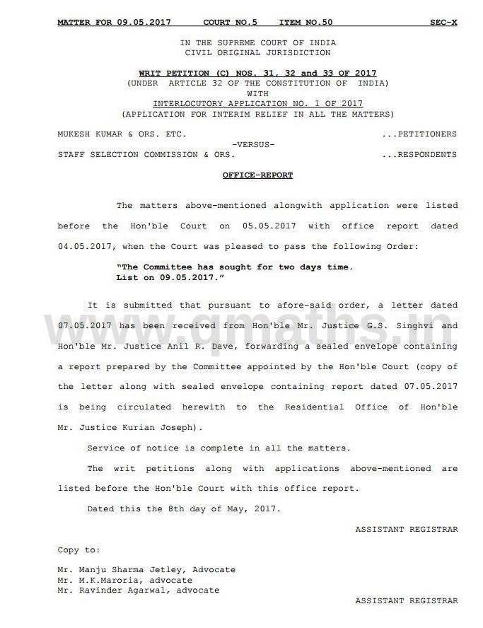 Committee Report is ready and circulated along judges and parties