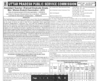 UPPSC Assistant Teacher Recruitment Notification 2018 (10768 Posts)