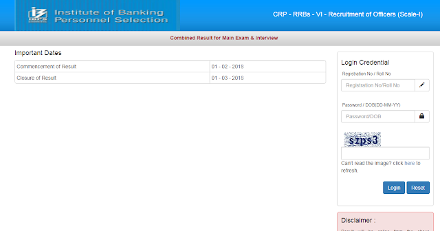 IBPS CWE RRB-VI Final Result Released