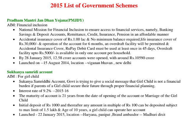 List of Government Schemes 2015 Pdf Download